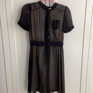 Club Monaco silk sheer black dress